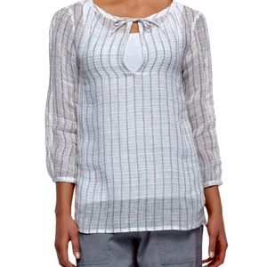Eileen Fisher Windowpane Linen Gauze Top, Sz Large